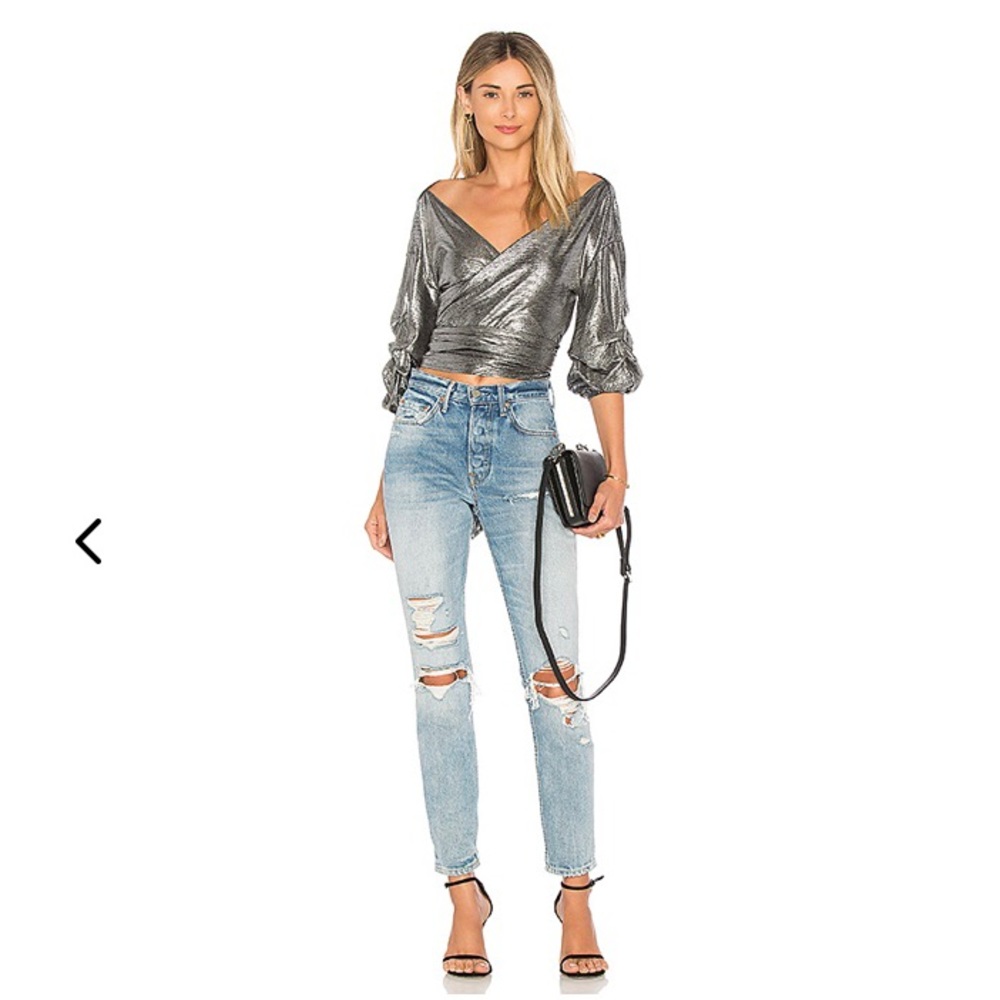 Lovers + Friends Bow Blouse in Silver - Picture 4 of 6